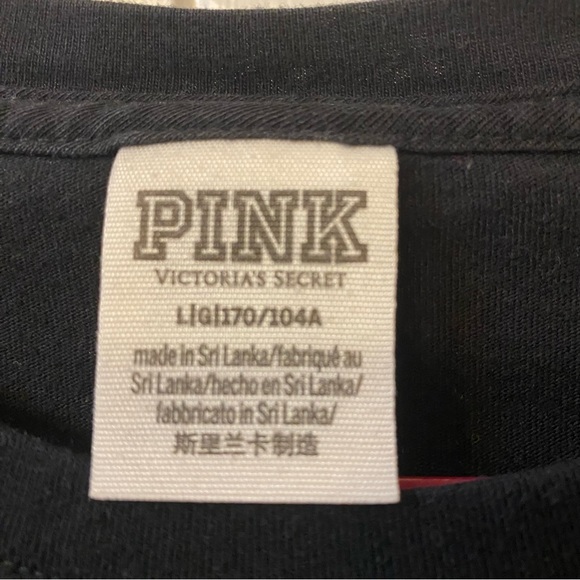 Victorias Secret PINK Longsleeve Rainbow Ombré Sequined logo Campus Tee - Picture 4 of 5